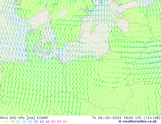 ветер 900 гПа ECMWF чт 09.05.2024 18 UTC