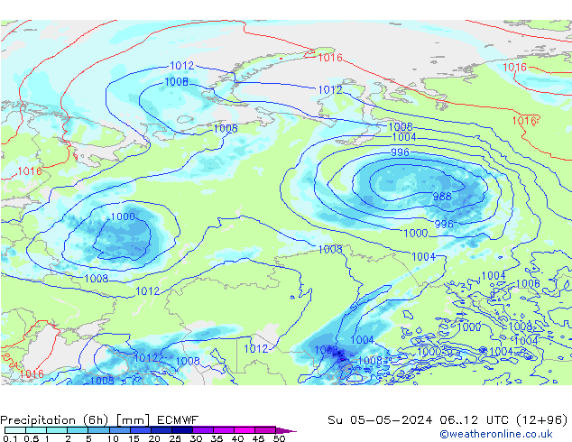 Z500/Rain (+SLP)/Z850 ECMWF Su 05.05.2024 12 UTC