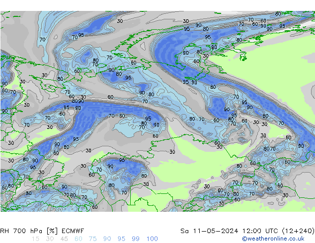 RH 700 hPa ECMWF Sa 11.05.2024 12 UTC