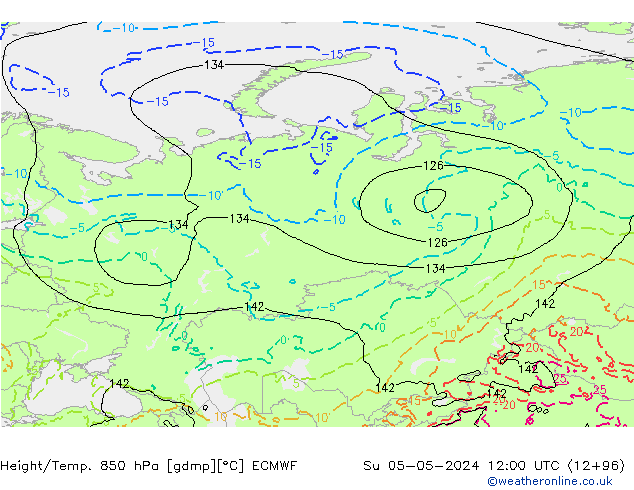 Z500/Rain (+SLP)/Z850 ECMWF Su 05.05.2024 12 UTC