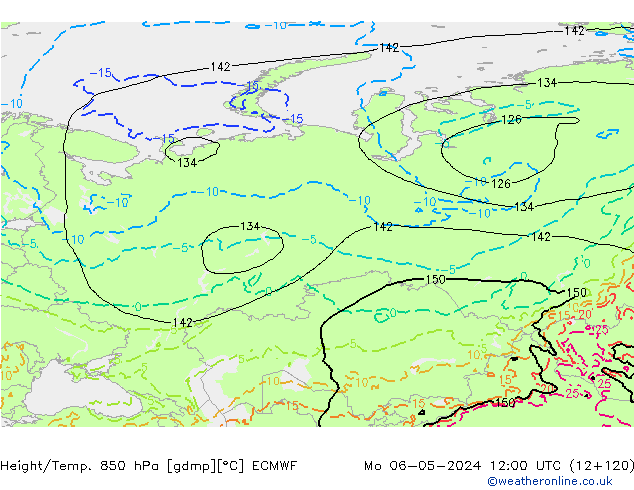 Z500/Rain (+SLP)/Z850 ECMWF Mo 06.05.2024 12 UTC