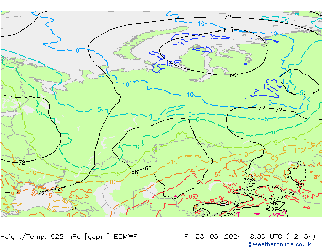 Height/Temp. 925 hPa ECMWF Fr 03.05.2024 18 UTC