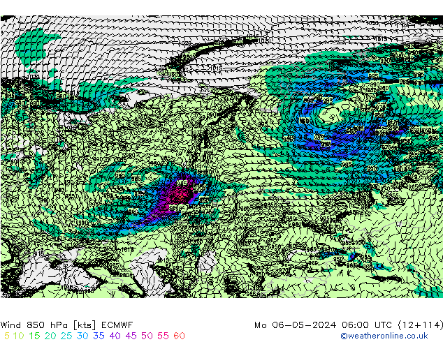 Wind 850 hPa ECMWF Mo 06.05.2024 06 UTC