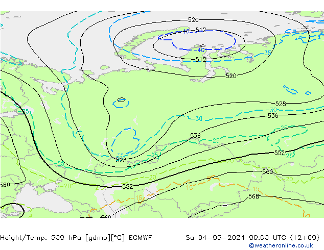 Z500/Yağmur (+YB)/Z850 ECMWF Cts 04.05.2024 00 UTC