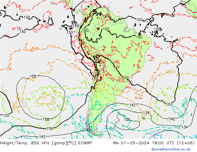 Height/Temp. 850 hPa ECMWF We 01.05.2024 18 UTC