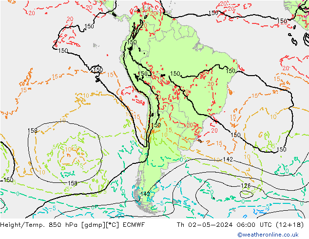 Z500/Rain (+SLP)/Z850 ECMWF jue 02.05.2024 06 UTC