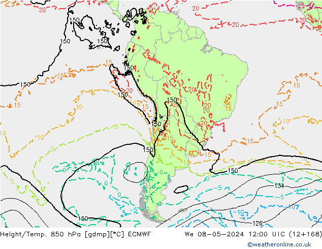 Z500/Rain (+SLP)/Z850 ECMWF  08.05.2024 12 UTC