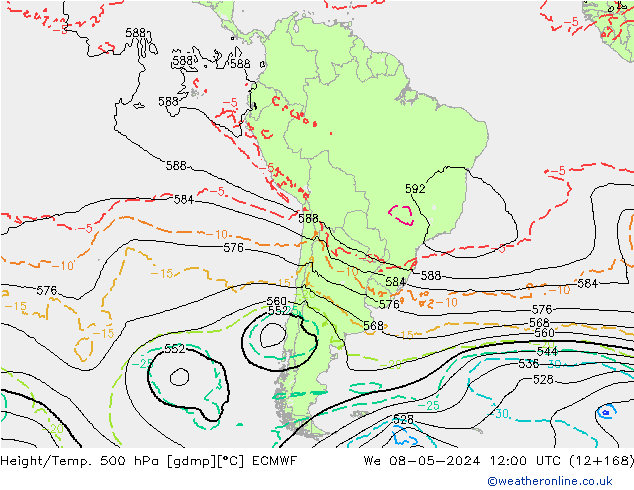 Z500/Rain (+SLP)/Z850 ECMWF  08.05.2024 12 UTC