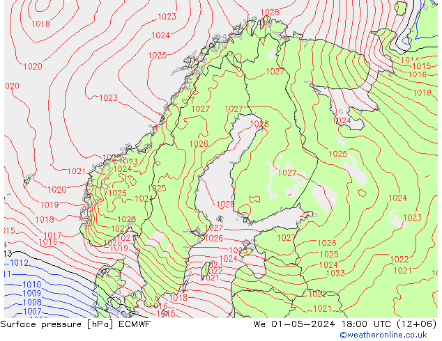 Bodendruck ECMWF Mi 01.05.2024 18 UTC