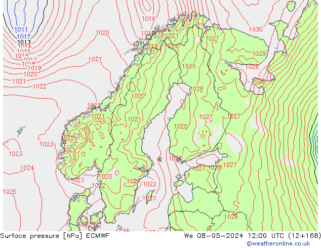 Bodendruck ECMWF Mi 08.05.2024 12 UTC