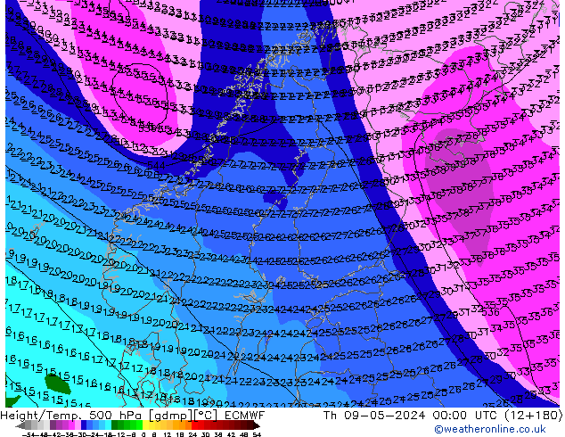 Z500/Rain (+SLP)/Z850 ECMWF jue 09.05.2024 00 UTC