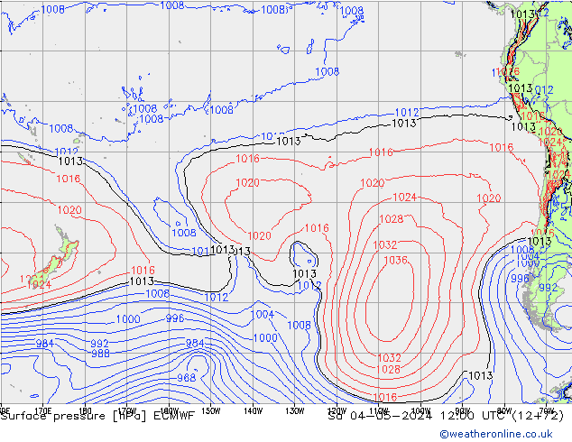 Pressione al suolo ECMWF sab 04.05.2024 12 UTC