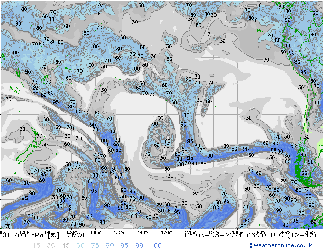 RH 700 гПа ECMWF пт 03.05.2024 06 UTC