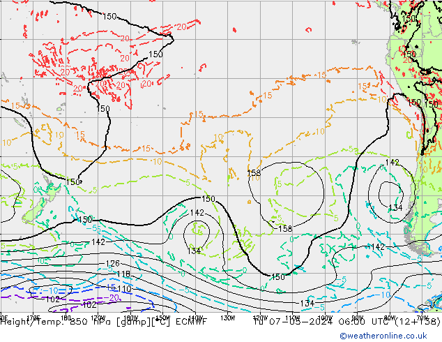 Z500/Rain (+SLP)/Z850 ECMWF wto. 07.05.2024 06 UTC