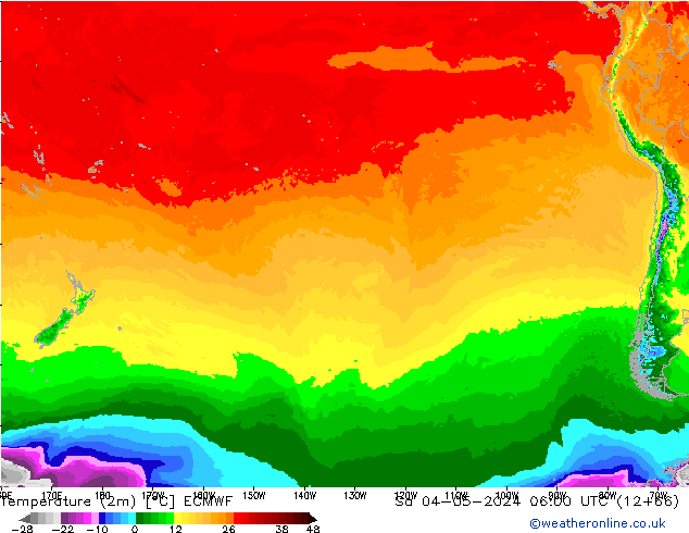 Temperature (2m) ECMWF Sa 04.05.2024 06 UTC