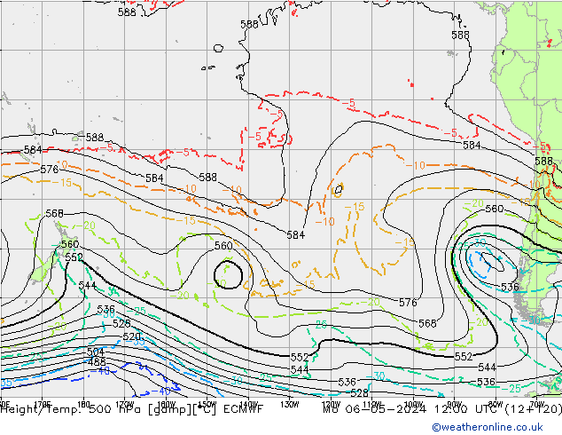 Z500/Rain (+SLP)/Z850 ECMWF lun 06.05.2024 12 UTC