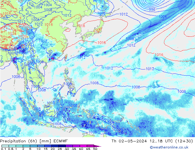 Z500/Rain (+SLP)/Z850 ECMWF Th 02.05.2024 18 UTC