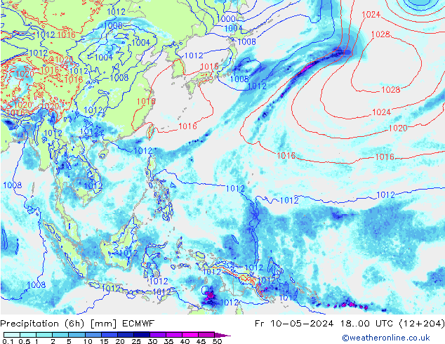 Z500/Rain (+SLP)/Z850 ECMWF  10.05.2024 00 UTC