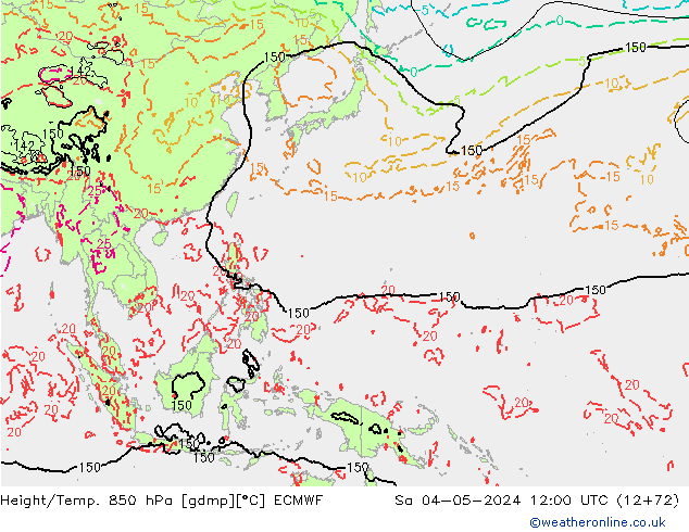 Z500/Rain (+SLP)/Z850 ECMWF Sa 04.05.2024 12 UTC