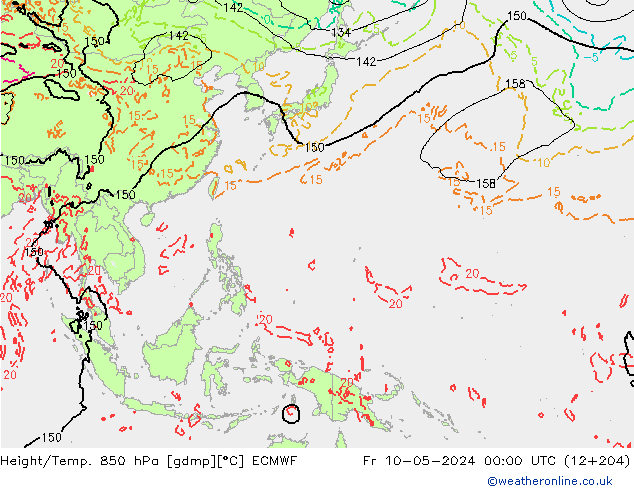 Z500/Rain (+SLP)/Z850 ECMWF  10.05.2024 00 UTC