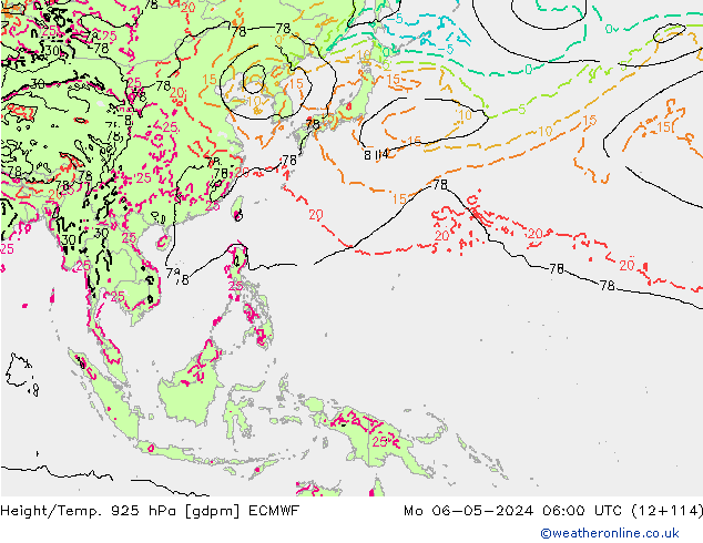 Géop./Temp. 925 hPa ECMWF lun 06.05.2024 06 UTC