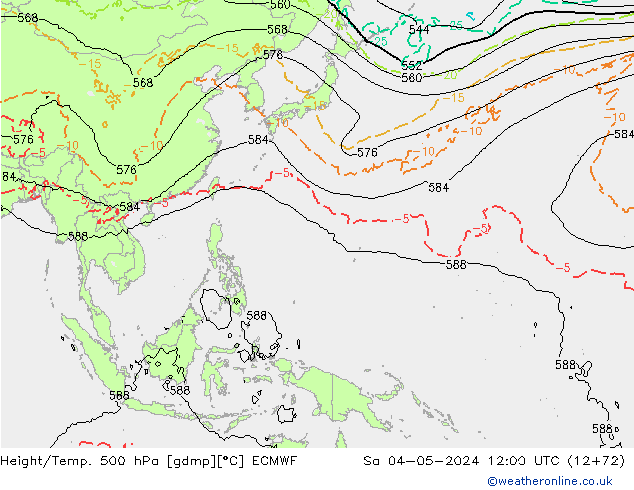 Z500/Rain (+SLP)/Z850 ECMWF Sa 04.05.2024 12 UTC