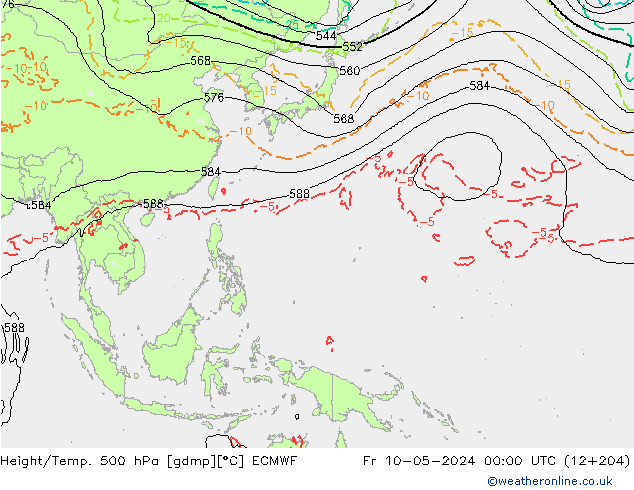 Z500/Rain (+SLP)/Z850 ECMWF  10.05.2024 00 UTC