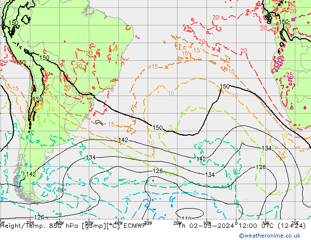 Z500/Rain (+SLP)/Z850 ECMWF gio 02.05.2024 12 UTC