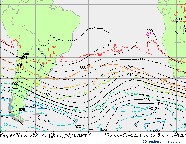 Height/Temp. 500 hPa ECMWF Mo 06.05.2024 00 UTC