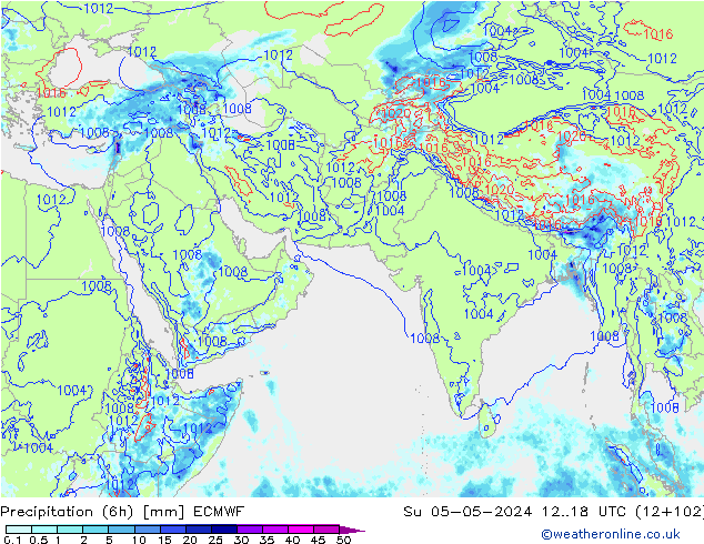 Prec 6h/Wind 10m/950 ECMWF nie. 05.05.2024 18 UTC