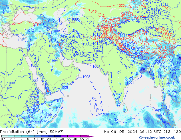 Z500/Yağmur (+YB)/Z850 ECMWF Pzt 06.05.2024 12 UTC