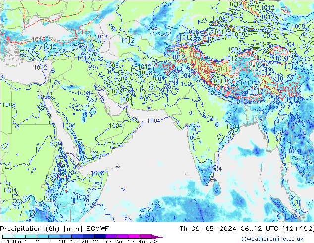 Z500/Rain (+SLP)/Z850 ECMWF чт 09.05.2024 12 UTC