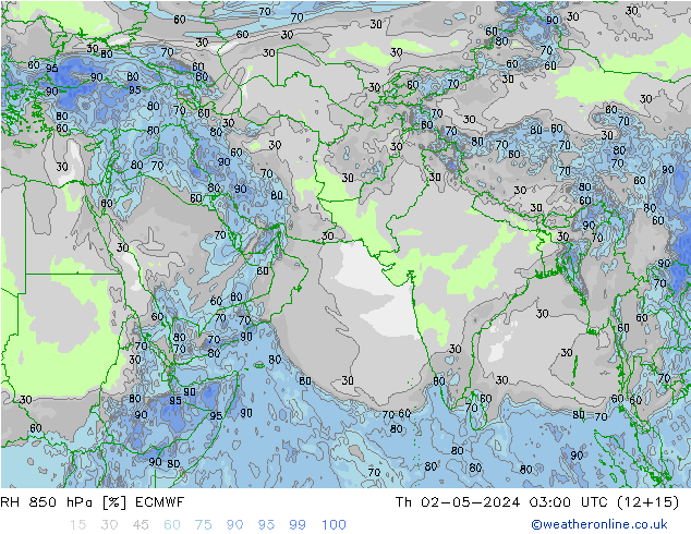 RH 850 hPa ECMWF Th 02.05.2024 03 UTC