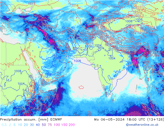 Precipitation accum. ECMWF Mo 06.05.2024 18 UTC