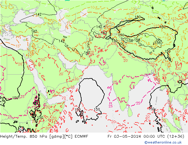 Z500/Rain (+SLP)/Z850 ECMWF ven 03.05.2024 00 UTC