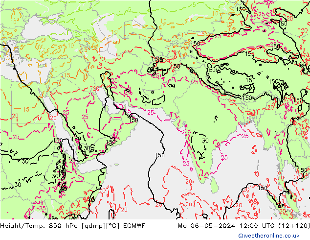 Z500/Yağmur (+YB)/Z850 ECMWF Pzt 06.05.2024 12 UTC