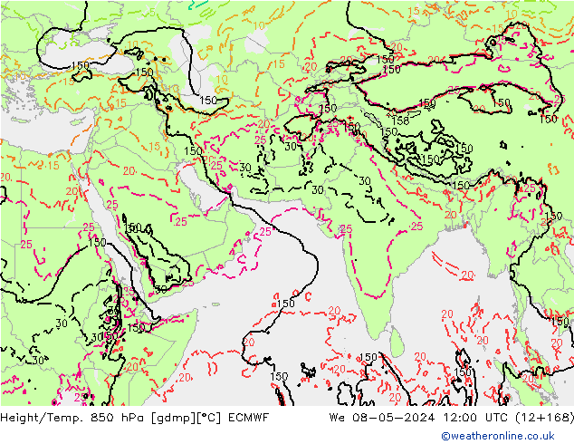 Z500/Rain (+SLP)/Z850 ECMWF We 08.05.2024 12 UTC