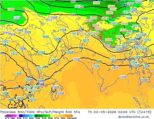 Thck 500-1000hPa ECMWF Th 02.05.2024 03 UTC