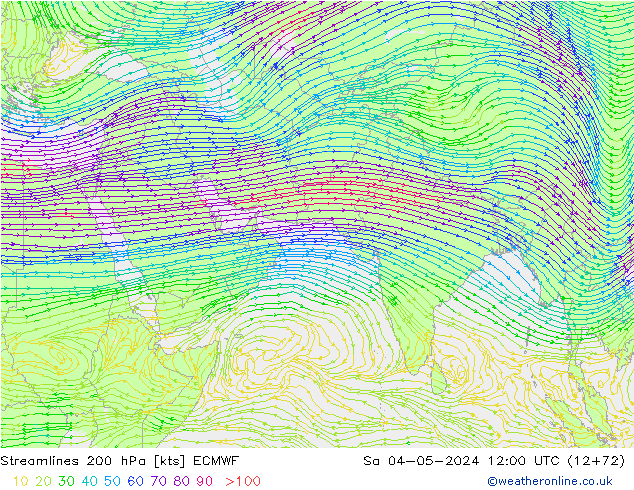 Streamlines 200 hPa ECMWF Sa 04.05.2024 12 UTC