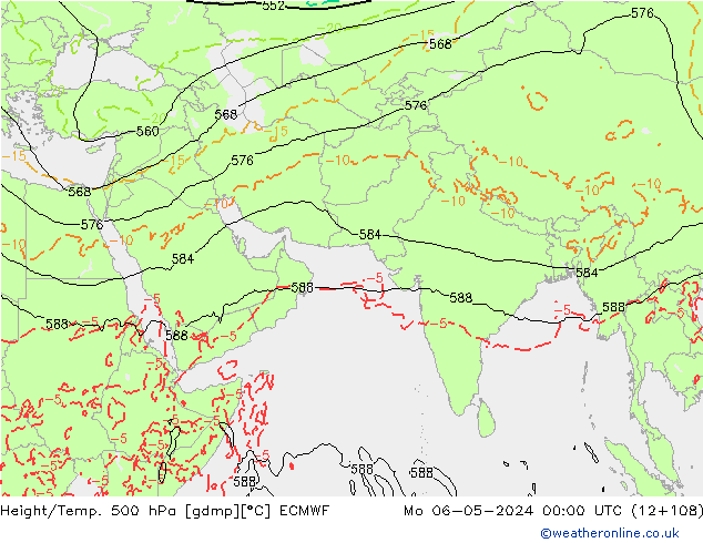 Z500/Rain (+SLP)/Z850 ECMWF Mo 06.05.2024 00 UTC