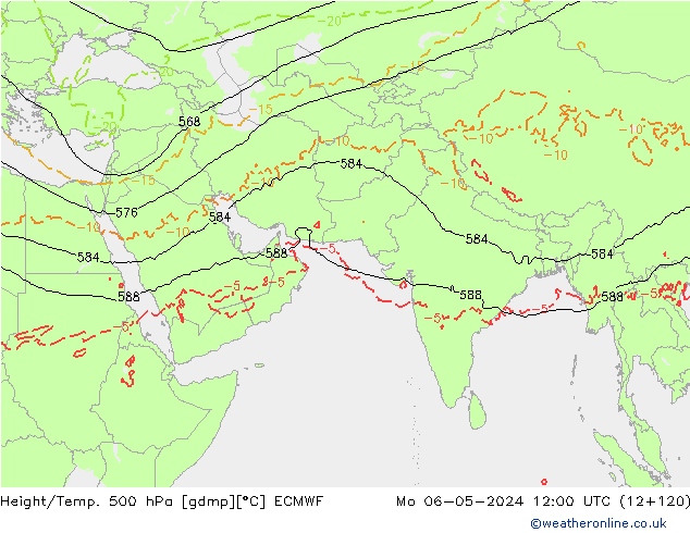 Z500/Yağmur (+YB)/Z850 ECMWF Pzt 06.05.2024 12 UTC