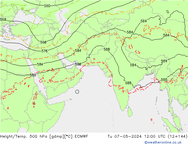 Yükseklik/Sıc. 500 hPa ECMWF Sa 07.05.2024 12 UTC