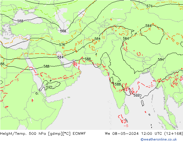 Z500/Rain (+SLP)/Z850 ECMWF We 08.05.2024 12 UTC