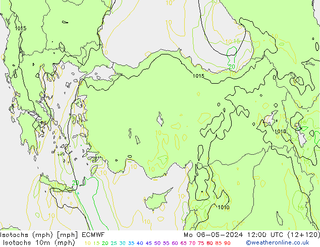 Isotachen (mph) ECMWF ma 06.05.2024 12 UTC