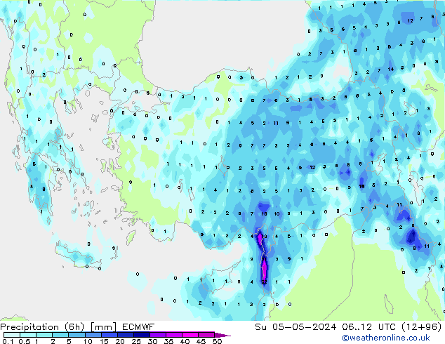 Z500/Rain (+SLP)/Z850 ECMWF Вс 05.05.2024 12 UTC