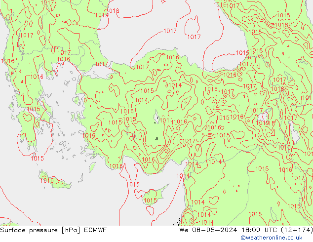 Surface pressure ECMWF We 08.05.2024 18 UTC