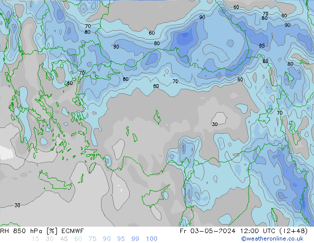 RH 850 hPa ECMWF pt. 03.05.2024 12 UTC