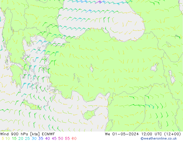 Wind 900 hPa ECMWF We 01.05.2024 12 UTC