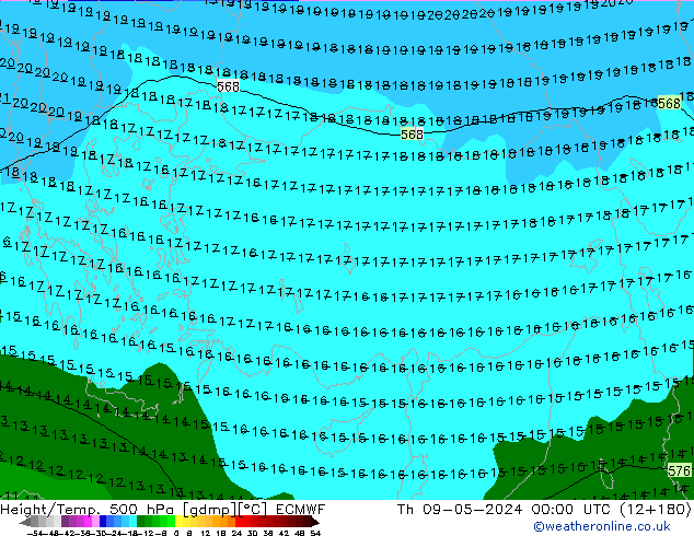 Z500/Rain (+SLP)/Z850 ECMWF jue 09.05.2024 00 UTC