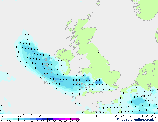 Precipitation ECMWF Th 02.05.2024 12 UTC